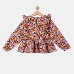 R&B Girls Floral Printed Ruffled Peplum Top-picture-15