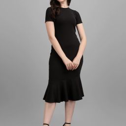Women Bodycon Black Midi/Calf Length Dress-image-36