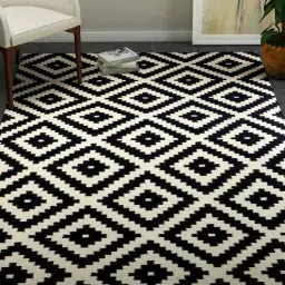 imperial knots Black Wool Abstract 68 x 50 Inches Hand Woven Dhurrie-picture-20