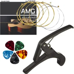 Acoustic Acoustic Guitar String with Metal Alloy Guitar Capo Full Set with 5 Picks Guitar String-3