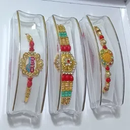 Designer RAKHI-10001 Mauli Thread Rakhi Set-12