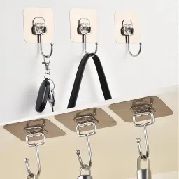 Pack of 6 Self Adhesive Hooks,Multi Purpose sticky hook/Towel Holder PinX6.131 Chrome, Clear Towel Holder-image-35