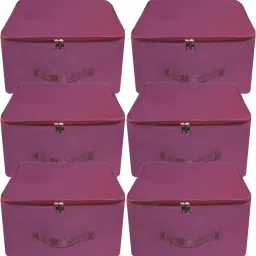 Ansarii Storage Bags for Clothes,Saree with Zip Closure & Handle (Magenta, Pack of 6) Polyester Laundry Bag-picture-3