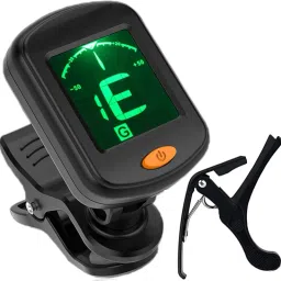 Guitar Tuner 360 degree Rotational Electronic Digital Tuner and Capo Easy to Use Highly Accurate Clip-on Tuner - Best for Acoustic, Electric Guitar Violin Ukulele (with Capo) Guitar Tuner Automatic Digital Tuner-41