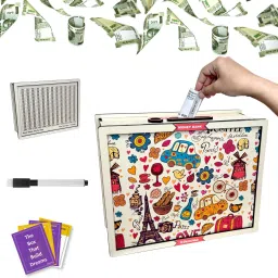 Money Saving Box for Adult 100000, Wooden with Savings Tracker Coin Bank-88
