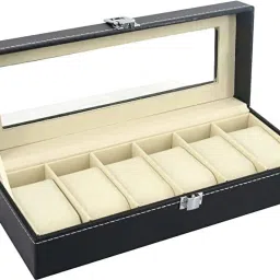 Watch Box 6 Slot Vegan Leather Men Watch Box Display Case Organizer Watch Box-image-9