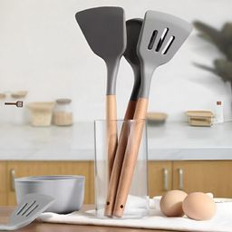 pbkn Wooden, Silicone Serving Spoon Set-picture-6