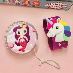 High Gloss high Speed YoYo Spiner Toy / mermaid Toy for Boys Girls Kids ,Ring Toss Game for Kids Toy Handheld Game Toy for Kids Boys, Children unicorn wrist band bracelet snap band slap stylish cute-11