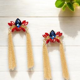 Red Blue Gold-Plated Contemporary Drop Earrings Brass Drops & Danglers-image-1