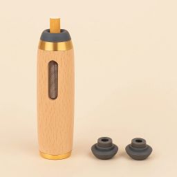 Wooden Ash Storage Tube with 3 Silicone Adapter | Odorless Leakproof Reusable Beige, Gold Stainless Steel, Wood, Silicone Ashtray-image-37