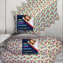 5 Cushion And 2 Microfibre Solid Bolster Pack of 7-image-75