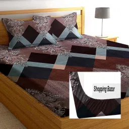 280 TC Cotton Double Printed Fitted (Elastic) Bedsheet-24