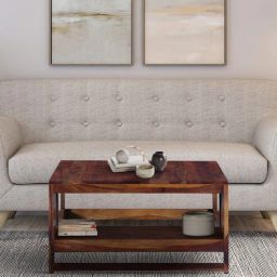 woodsworth from pepperfry Avian Sheesham Wood Coffee Table In Scratch Resistant Provincial Teak Finish With Shelf-picture-10