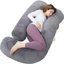 J Shape Microfibre Solid Pregnancy Pillow Pack of 1-image-14