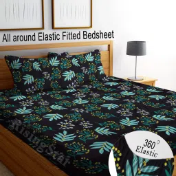 250 TC Cotton King Abstract Fitted (Elastic) Bedsheet-10