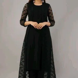 Women Viscose Rayon Kurta Pant Ethnic Jacket Set-15