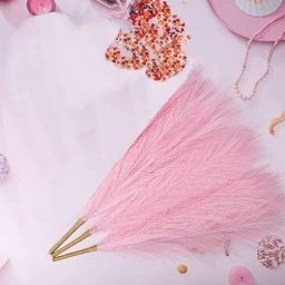3 Pcs Faux Pampas for Home,Office (Baby Pink) Pink Dried Sticks Artificial Flower-28