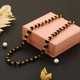 1 Gram Premium 7mm Natural Rudraksha Mala Cap's Beads Gold-plated Plated Brass Chain-image-9