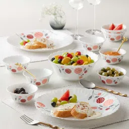 Pack of 17 Opalware Dahlia Galaxy Series Crockery for Dining & Gifting Dinner Set-image-95