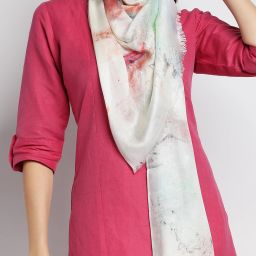 Floral Print Cotton Rayon Blend Women Multicolor Stole-image-3