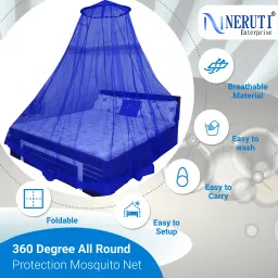 neruti enterprise Polyester Adults Washable Double bed (Round) Mosquito Net image 2