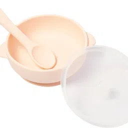 Silicone Suction Cup Bowl & Lid and Spoon Set Non-Slip Learning Feeding BPA Free- Food Grade Silicone-image-56