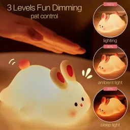 nairo Big Face Rabbit Silicon Night Lamp with 7 Color Modes Ideal for Baby's and Kids Night Lamp image 2