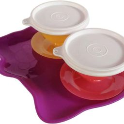 tupperware 1 Kitty Plate 2 Desert Ball Each 175ml With 2 Lids (Pack of 3) Tray image 2