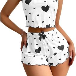 Women Top & Shorts Set Black Printed-image-48