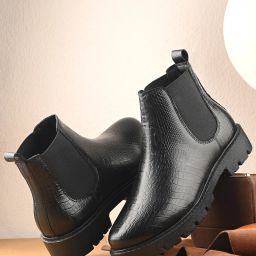 EL PASO Women Black Faux Leather Casual Chelsea Boots Boots For Women-image-29