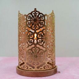 hosley Gold Finish Metal Tealight Candle Holder with Pack of 2 Free Tealights-picture-47