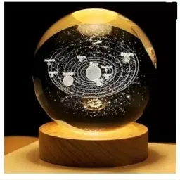cogear uiversal Crystal Ball Lamp | Night Light with Wooden Base | Solar System Style Table Lamp-40