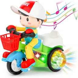 Stunt Tricycle Bump and Go Musical Toy with 4D Lights-24
