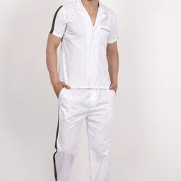 clothink india Men Night Suit Set White Printed-picture-27