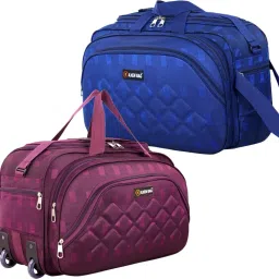 50 L Strolley Duffel Bag - Combo Set of 2, Unisex Travel Bags Light Weight Small Travel Duffel Bag - Purple, Blue - Regular Capacity-image-45
