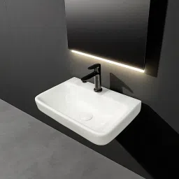 Table Top & Wall Hung Ceramic Wash Basin(DD-White)with Waste Pipe & Coupling set DD(18*12*5)(White-01) Wall Hung Basin-image-20