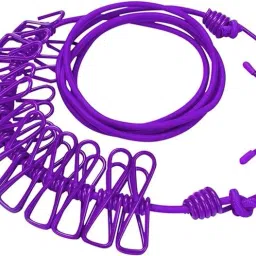 Clothes Hanging Drying Rope 12 Clips Retractable Clothesline (2M) Plastic Nylon Retractable Clothesline-image-31