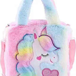 Girls Kids Fur Unicorn Lunch bag -Girls gift for age 2 to 8 Years Lunch Bag-image-4