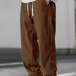 rajovati Men Loose Fit Brown Viscose Rayon Trousers-picture-7