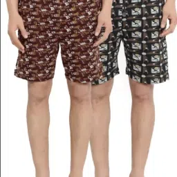 Pack of 2 Printed Men Multicolor Bermuda Shorts-image-0