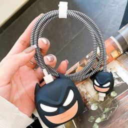 BinkSon 3D Batman Design iPhone Charger Case For 18W/20W & Spiral Cover Cable Protector-image-11
