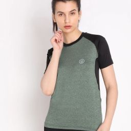 Women Solid Round Neck Polyester Dark Green T-Shirt-picture-11