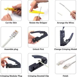 BALRAMA Pass Through Crimping Tool Cat5 Cat6a Cat7 RJ45 RJ12 RJ11 Cable Tester Stripper Combo Set image 3