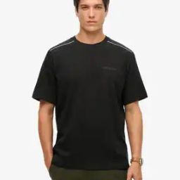 Men Tech Logo Print Loose Fit Crew-Neck Cotton T-Shirt-image-86