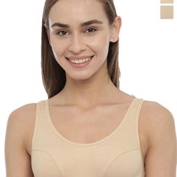 BLOSSOM Pack of 2 Non Padded Dry Fit Pure Cotton Workout Bras With All Day Comfort-34