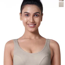 BLOSSOM Pack of 2 Non Padded Dry Fit Pure Cotton Workout Bras With All Day Comfort-18
