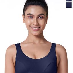 BLOSSOM Pack of 2 Non Padded Dry Fit Pure Cotton Workout Bras With All Day Comfort-43