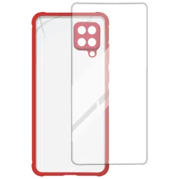 ARROW Hybrid Screen Protector & Polycarbonate Back Cover Combo for SAMSUNG Galaxy A12 (Scratch Protection, Red)-picture-9