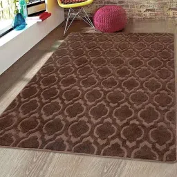 saral home Brown Abstract Microfibre 5 ft x 7 ft Hand Tufted Carpet-picture-10