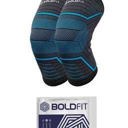 BOLDFIT Black & Blue Solid Knee Support Cap-37